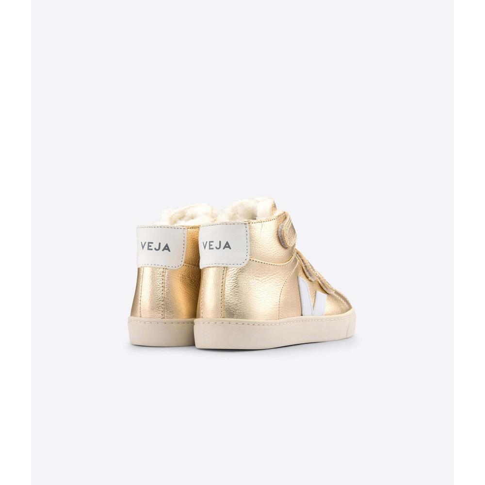 Veja ESPLAR MID FURED LEATHER Kids' High Tops Gold | NZ 698JPQ